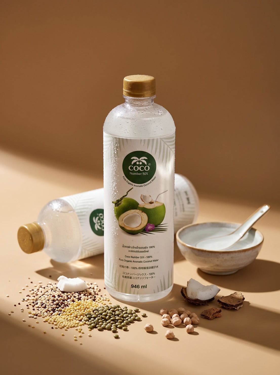 Coco Number Six 946 ml bottle styled with natural ingredients
