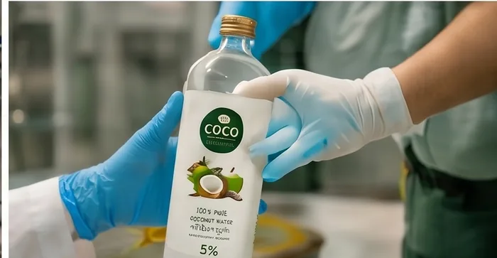 Coco Number SiX bottle checked by gloved production hands